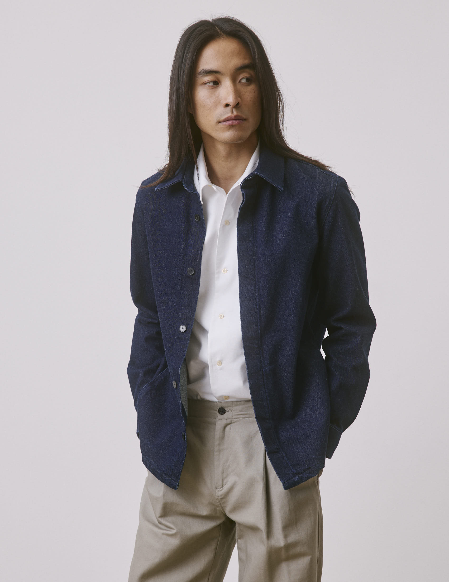 Navy denim Parker shirt - Denim - French Collar