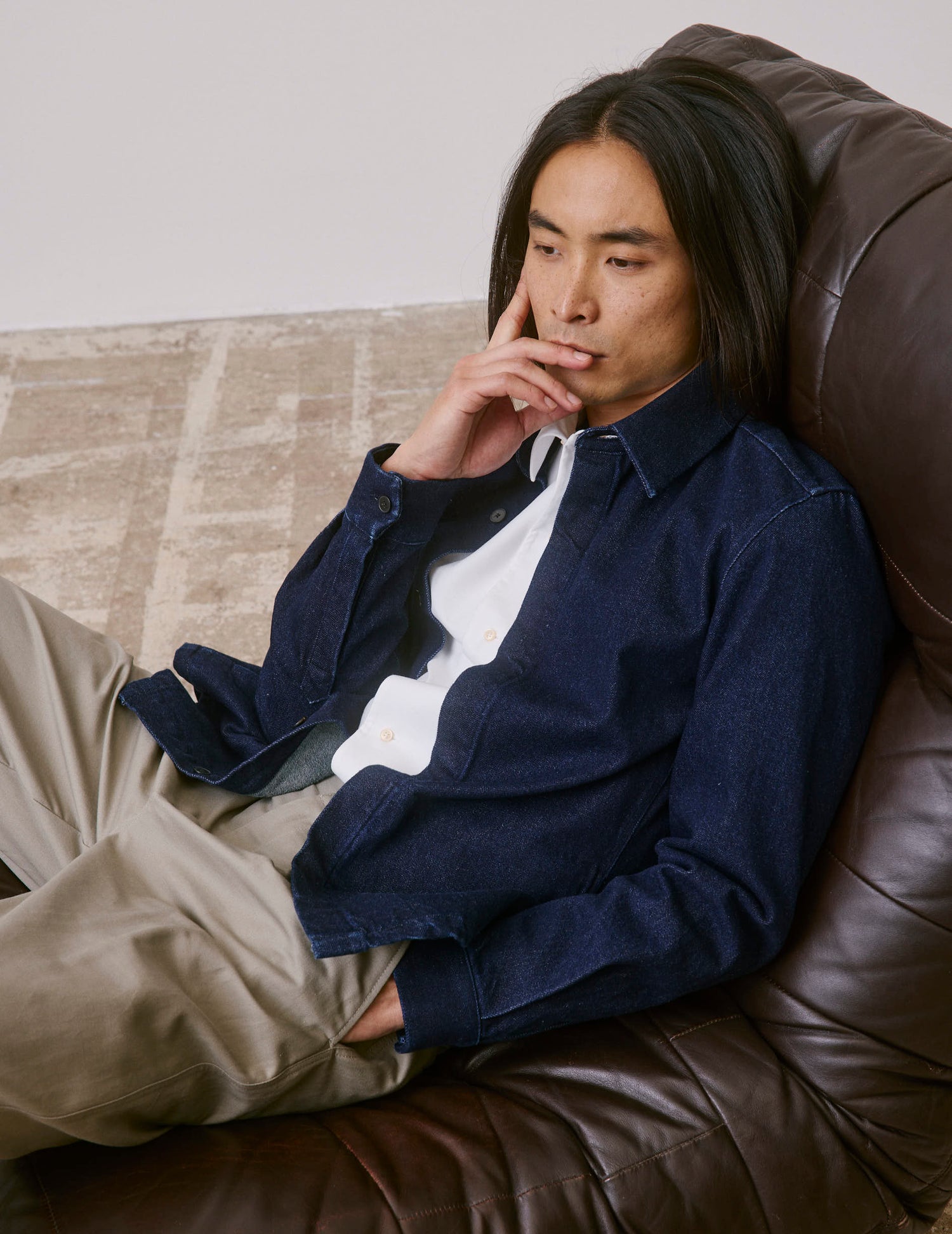 Navy denim Parker shirt - Denim - French Collar