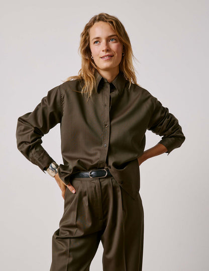 Khaki virgin wool Pasha overshirt