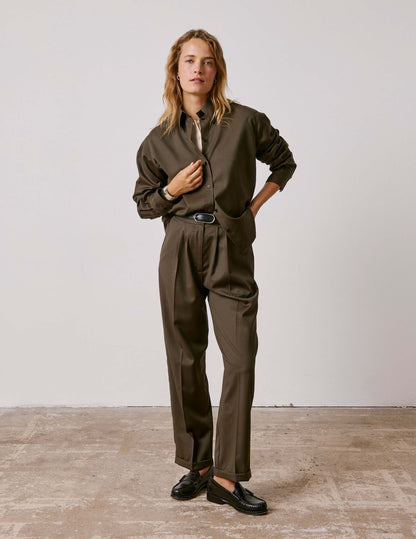 Khaki virgin wool Pasha overshirt
