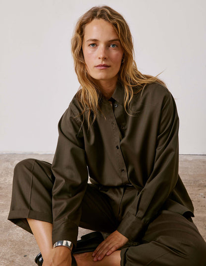 Khaki virgin wool Pasha overshirt