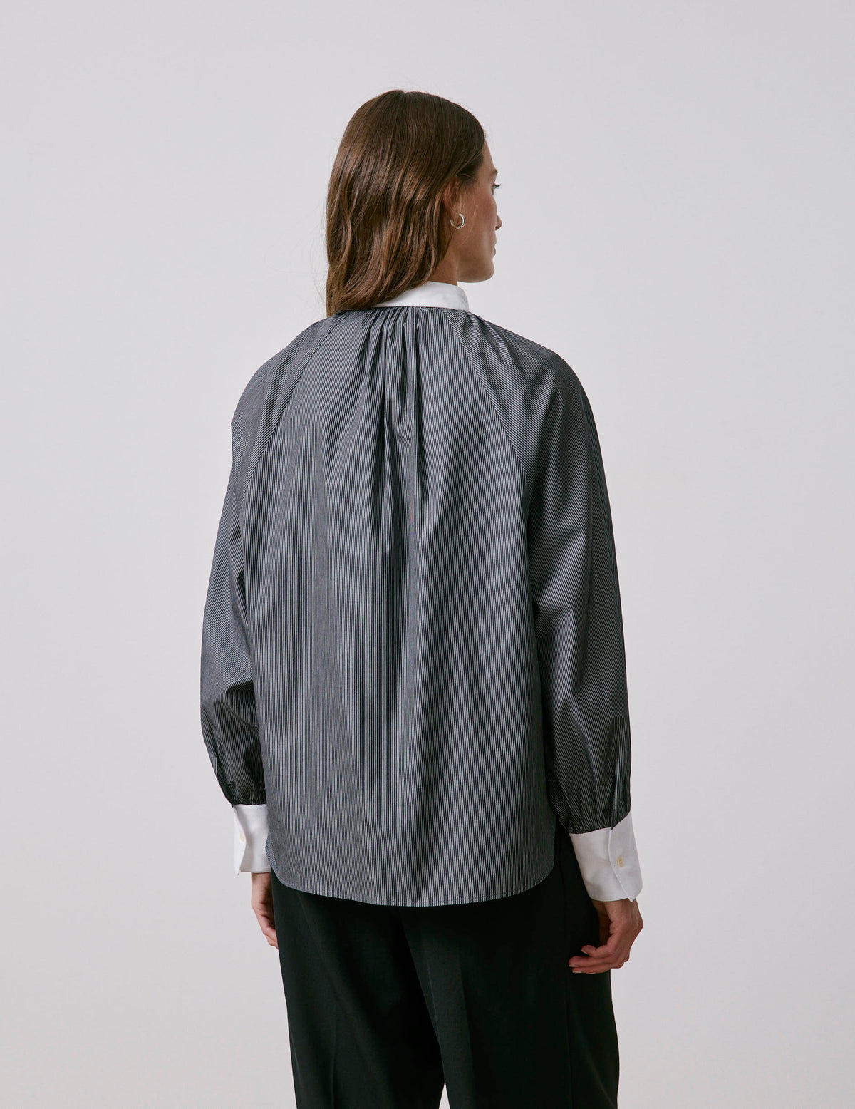 Black striped Pauline shirt - Twill - Sewn Collar