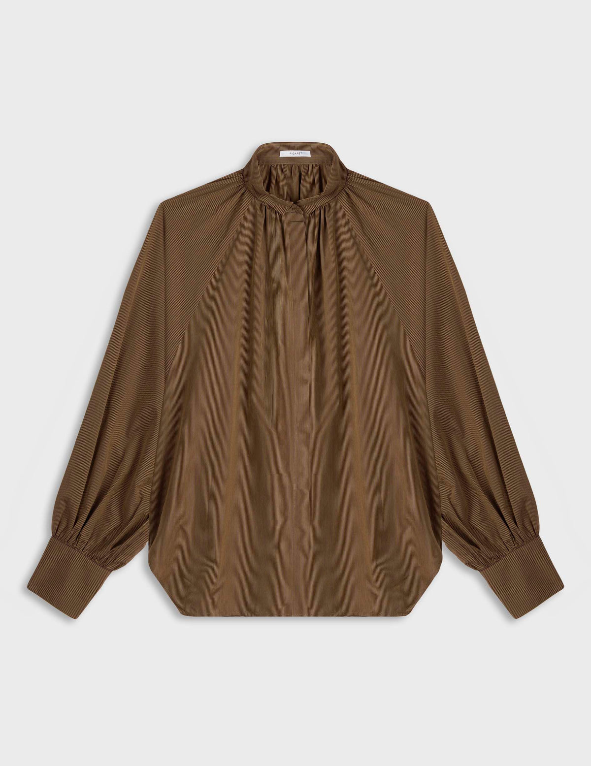 Burgundy striped Pauline shirt - Poplin - Sewn Collar