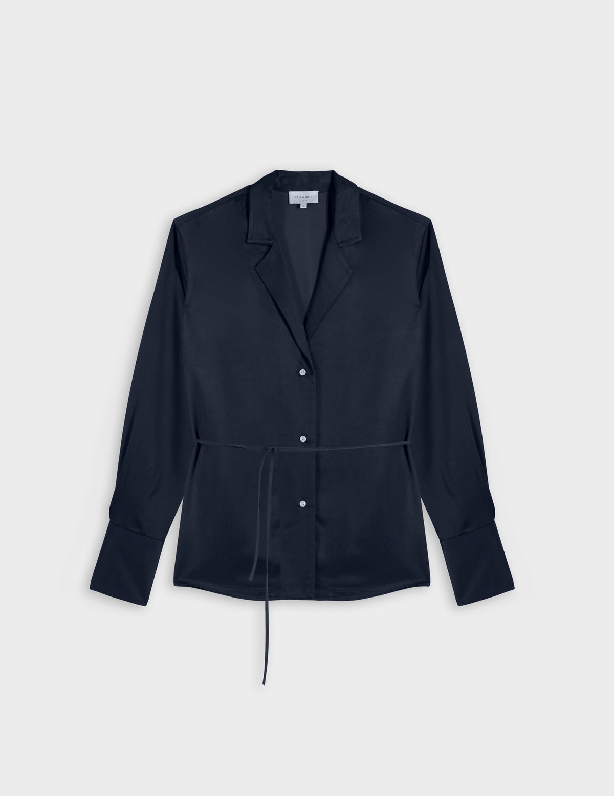 Navy blue Paz shirt - Viscose - Suit Collar