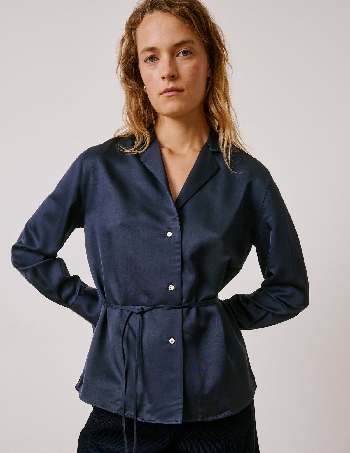 Navy blue Paz shirt - Viscose - Suit Collar
