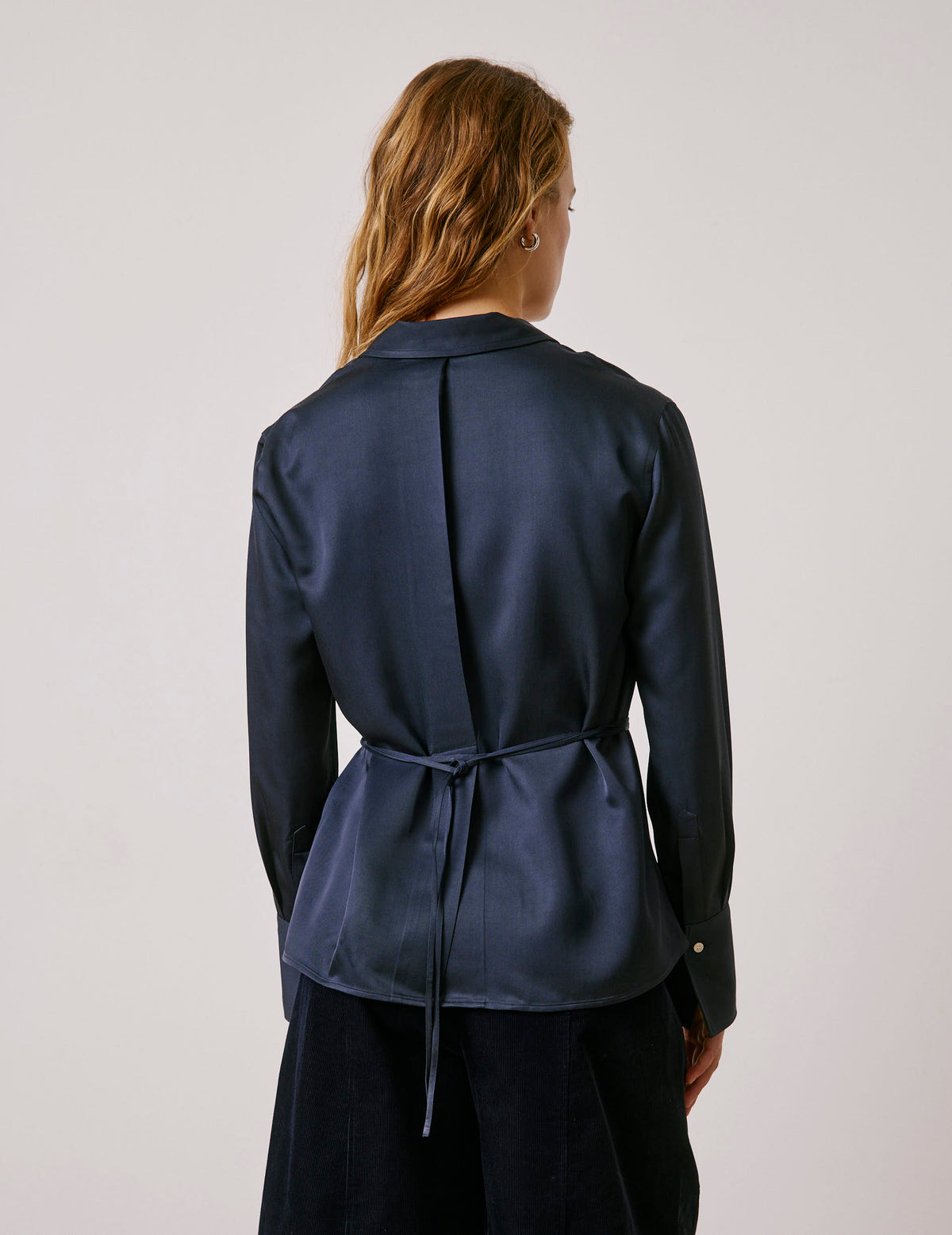 Navy blue Paz shirt - Viscose - Suit Collar