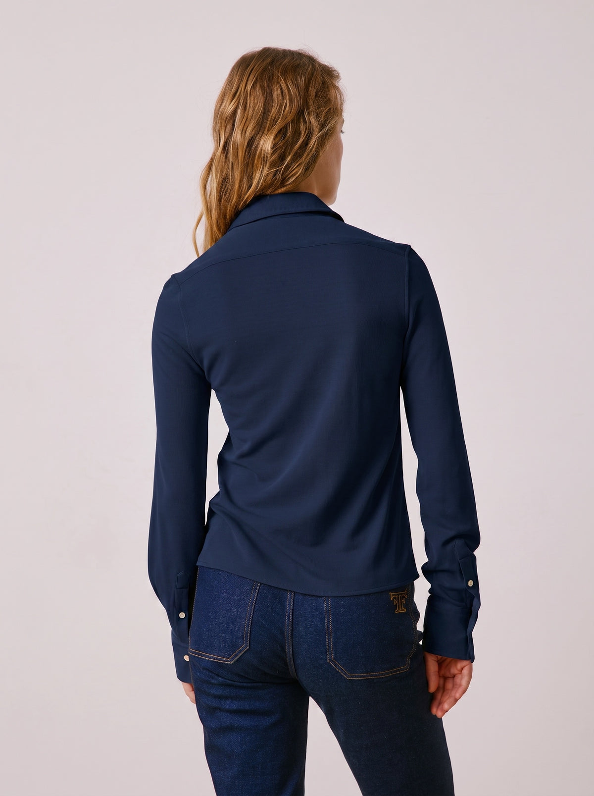 Navy blue jersey Peppa shirt - Viscose - Long Collar