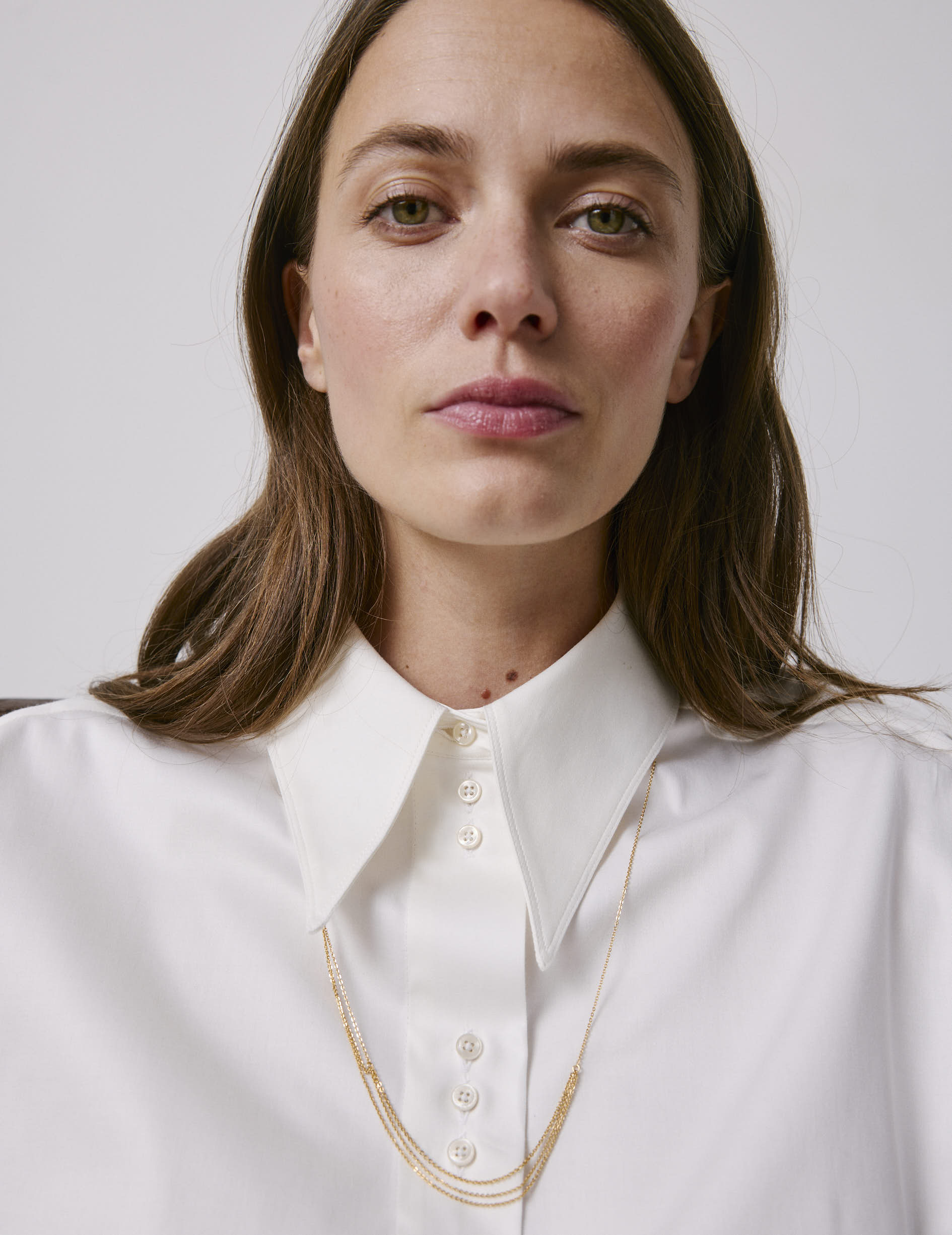 Ecru Perle shirt - Satin - Long Collar
