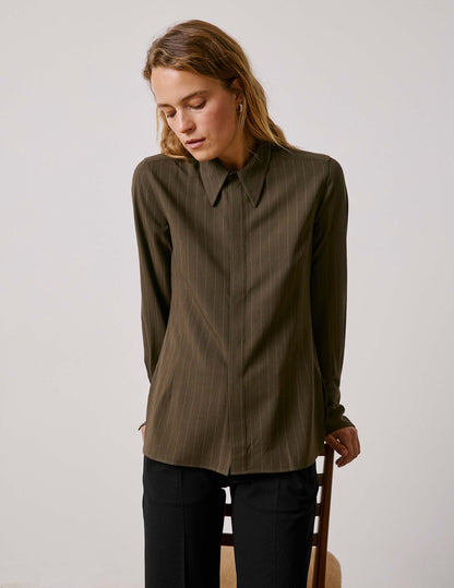 Khaki striped Pétale shirt