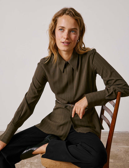 Khaki striped Pétale shirt