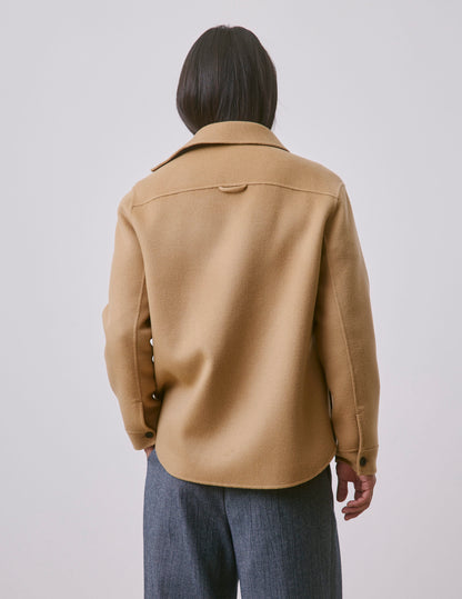 Beige double-faced wool Peter overshirt