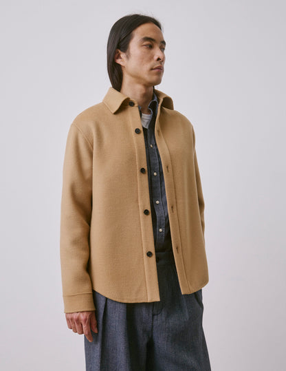 Beige double-faced wool Peter overshirt