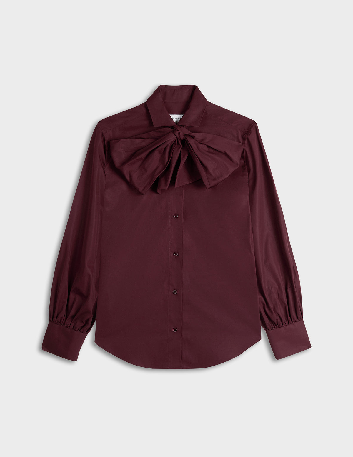 Burgundy removable pussybow collar Pétula shirt - Poplin - Cravat Collar#5