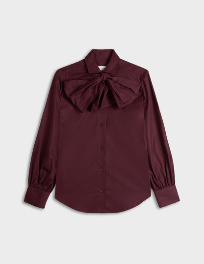 Burgundy removable pussybow collar Pétula shirt