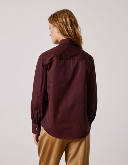 Burgundy removable pussybow collar Pétula shirt