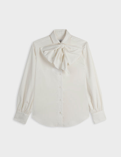 Ecru removable pussybow collar Pétula shirt