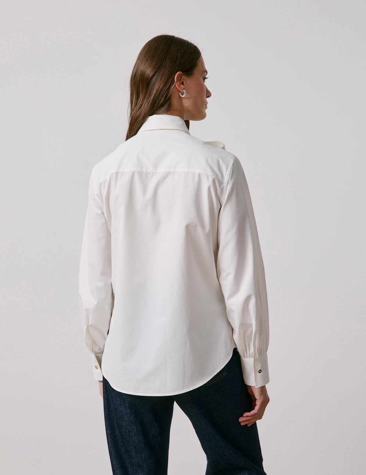Ecru removable pussybow collar Pétula shirt - Poplin - Cravat Collar