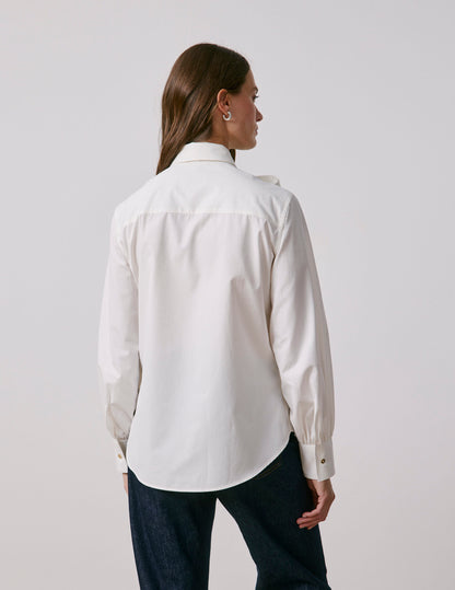 Ecru removable pussybow collar Pétula shirt