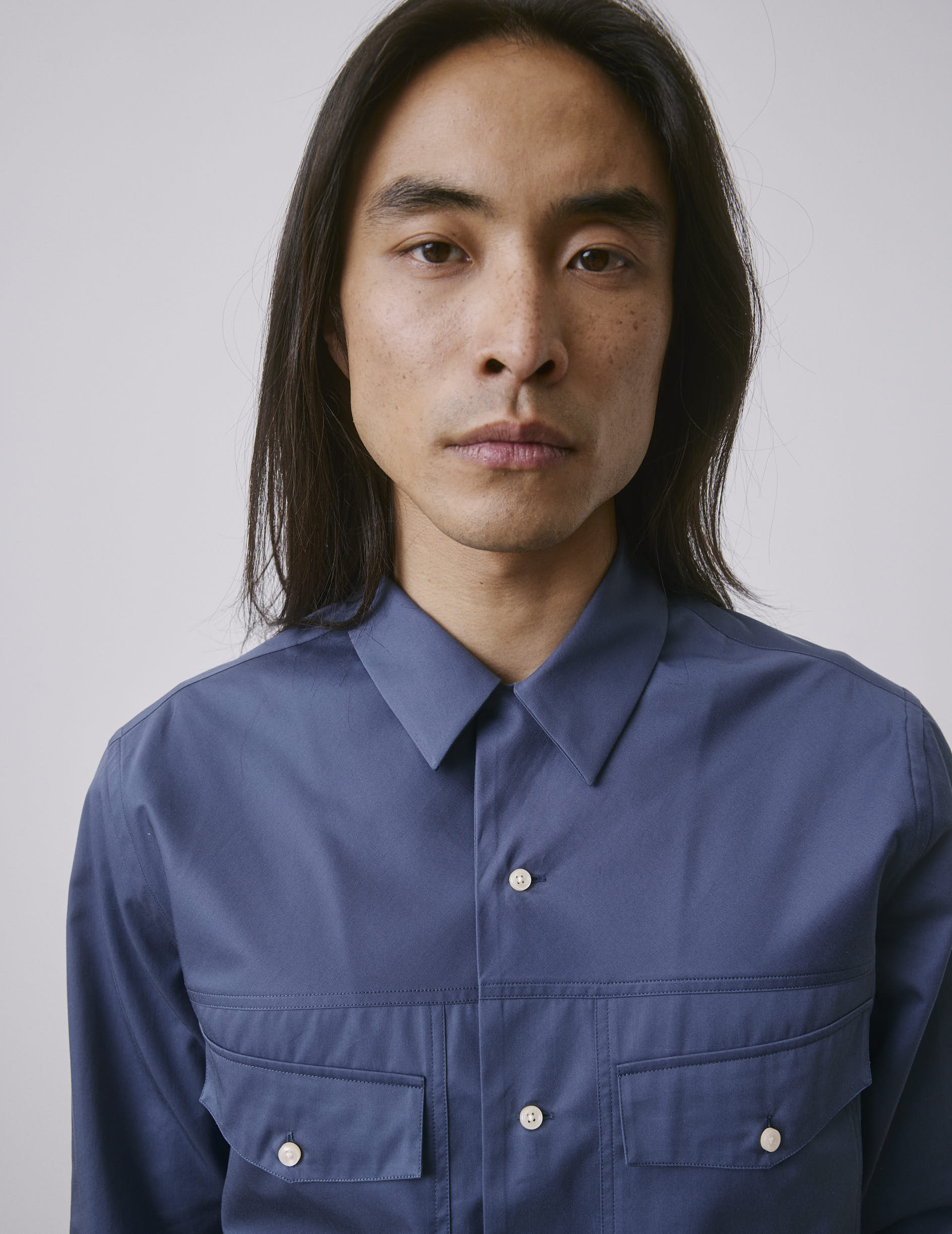 Blue Pharell shirt - Twill - Shark Collar