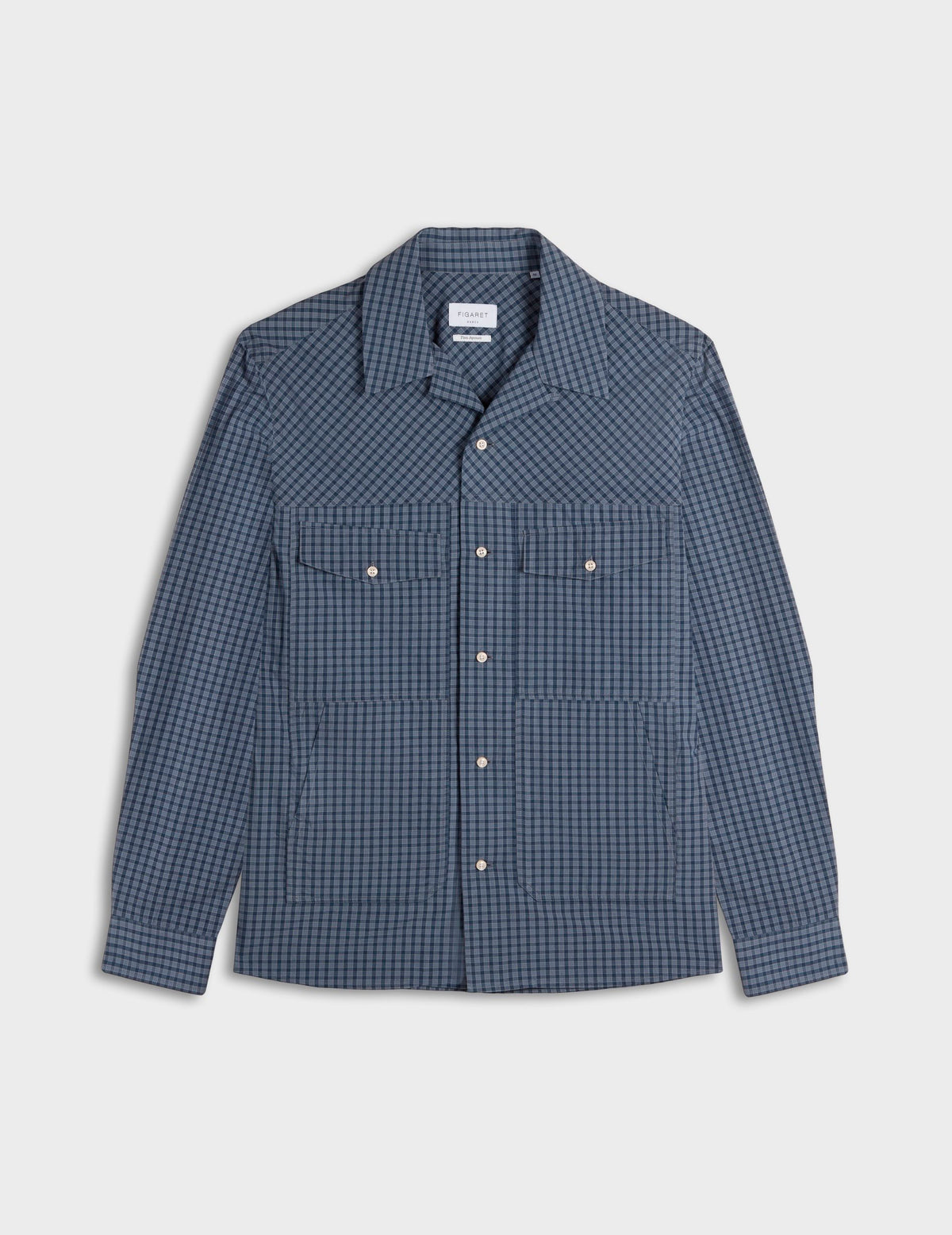 Blue check Pharell shirt - Poplin - Shark Collar#5