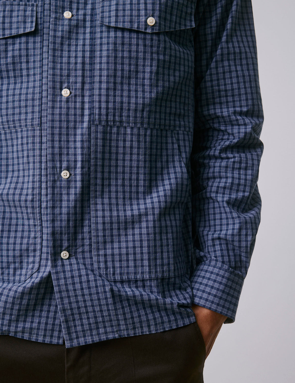 Blue check Pharell shirt - Poplin - Shark Collar#4