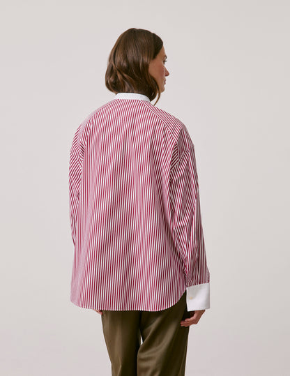 Burgundy striped oversized Pia shirt