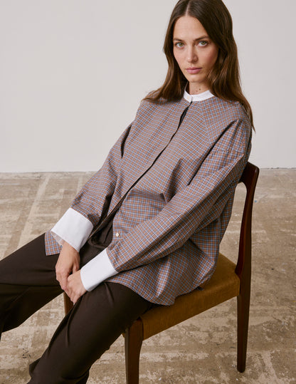 Camel check oversized Pia shirt