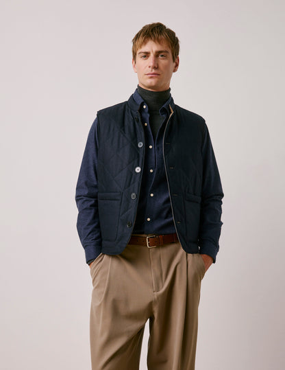 Navy wool Pierrick sleeveless puffer jacket