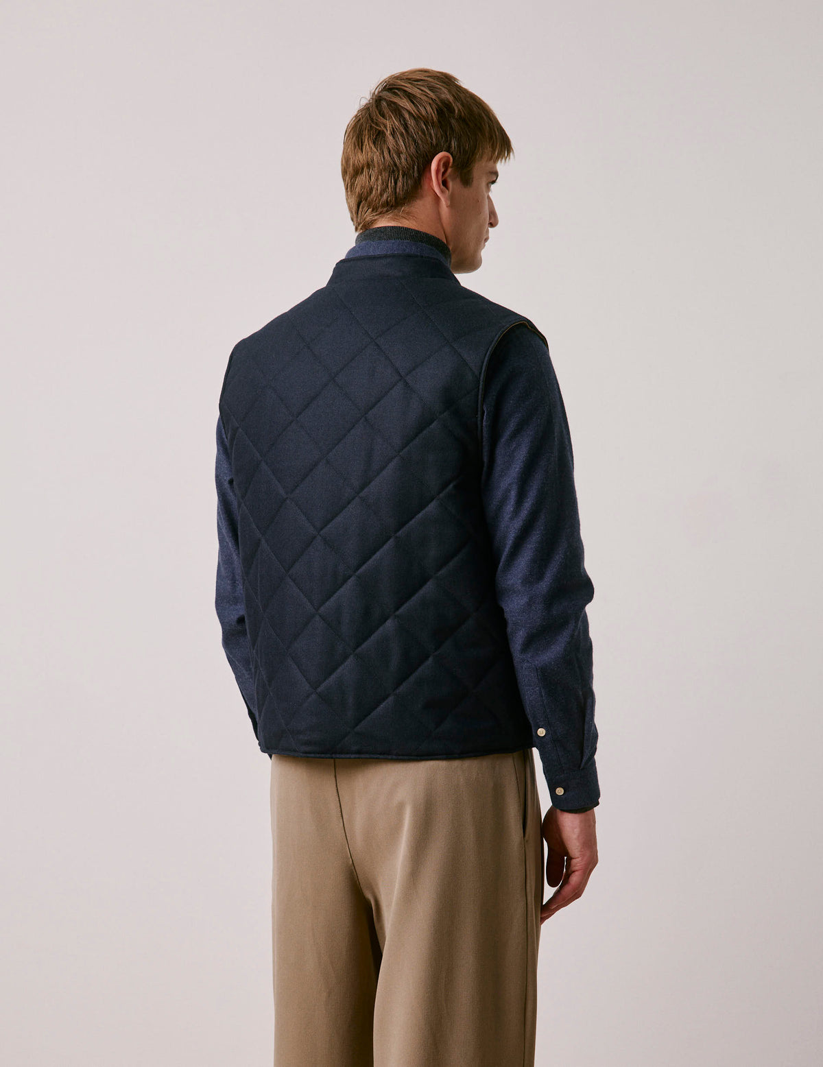 Navy wool Pierrick sleeveless puffer jacket
