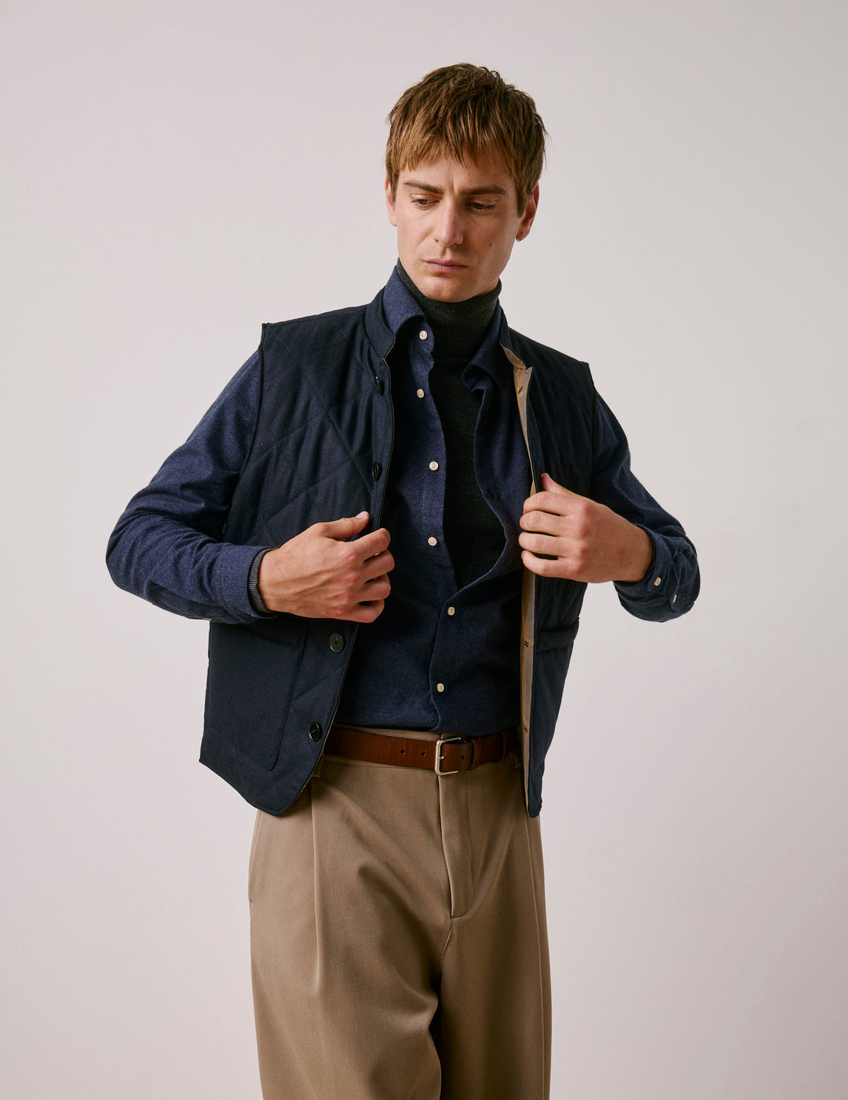 Navy wool Pierrick sleeveless puffer jacket