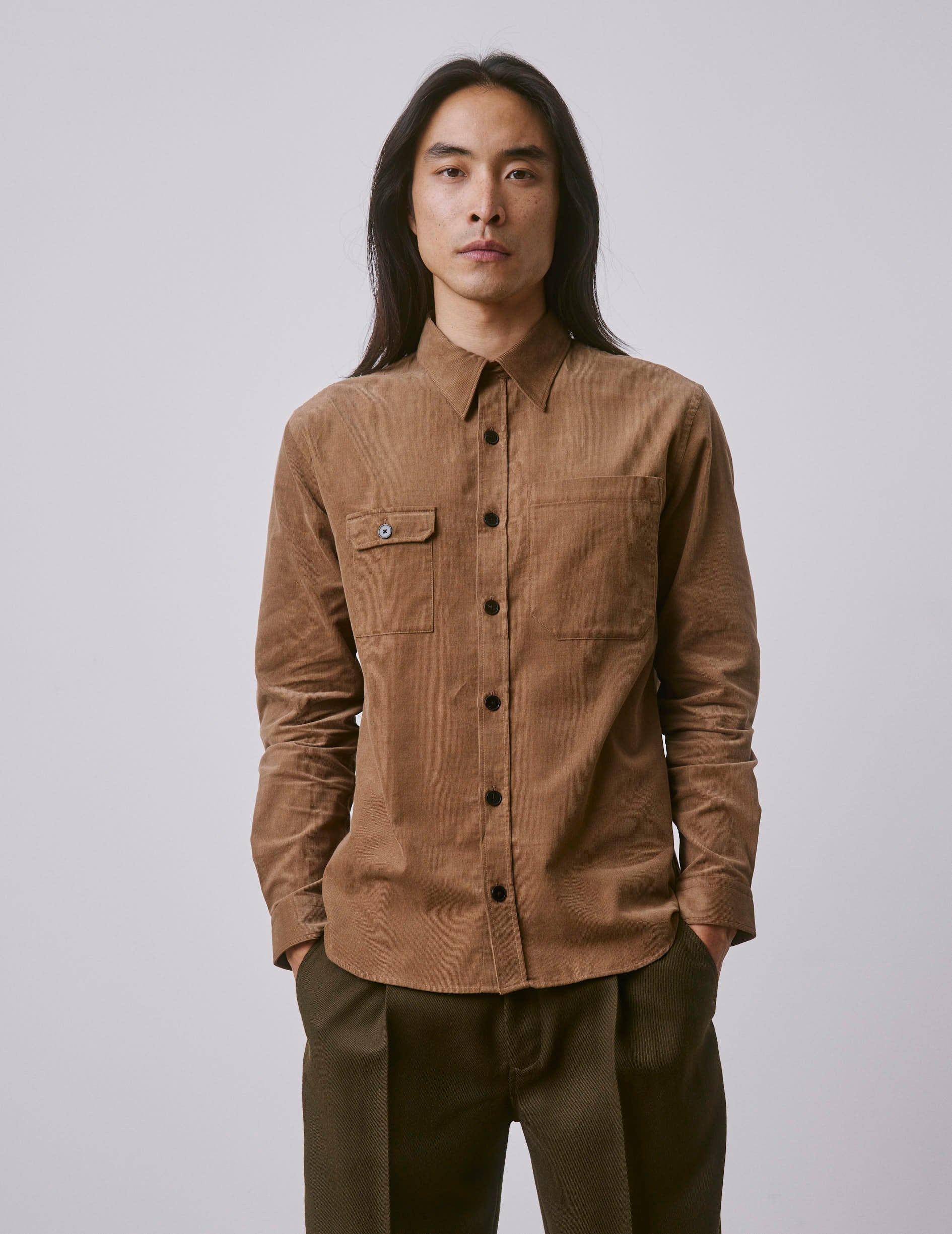 Pierrot shirt in beige velvet