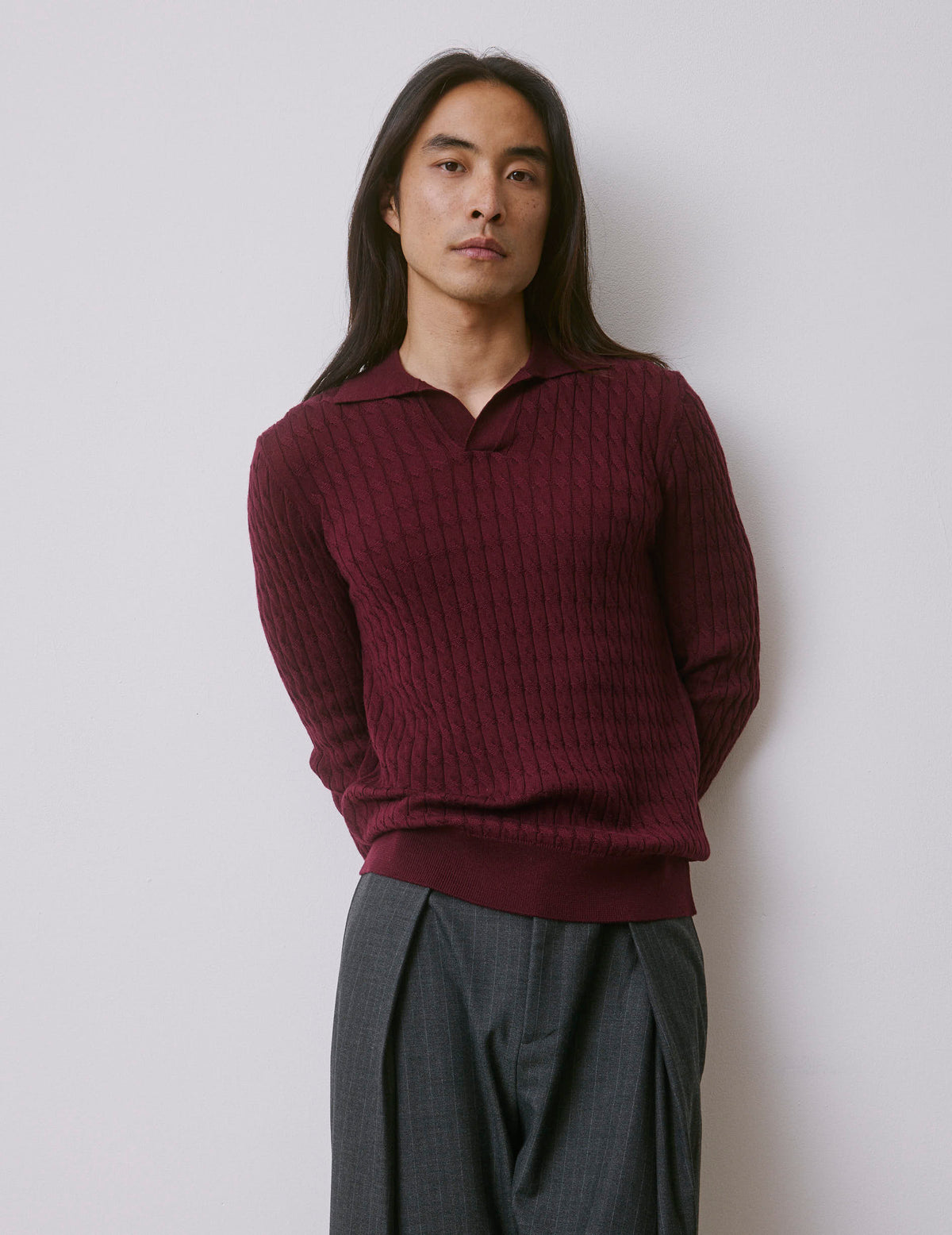 Burgundy merino wool Piersen sweater