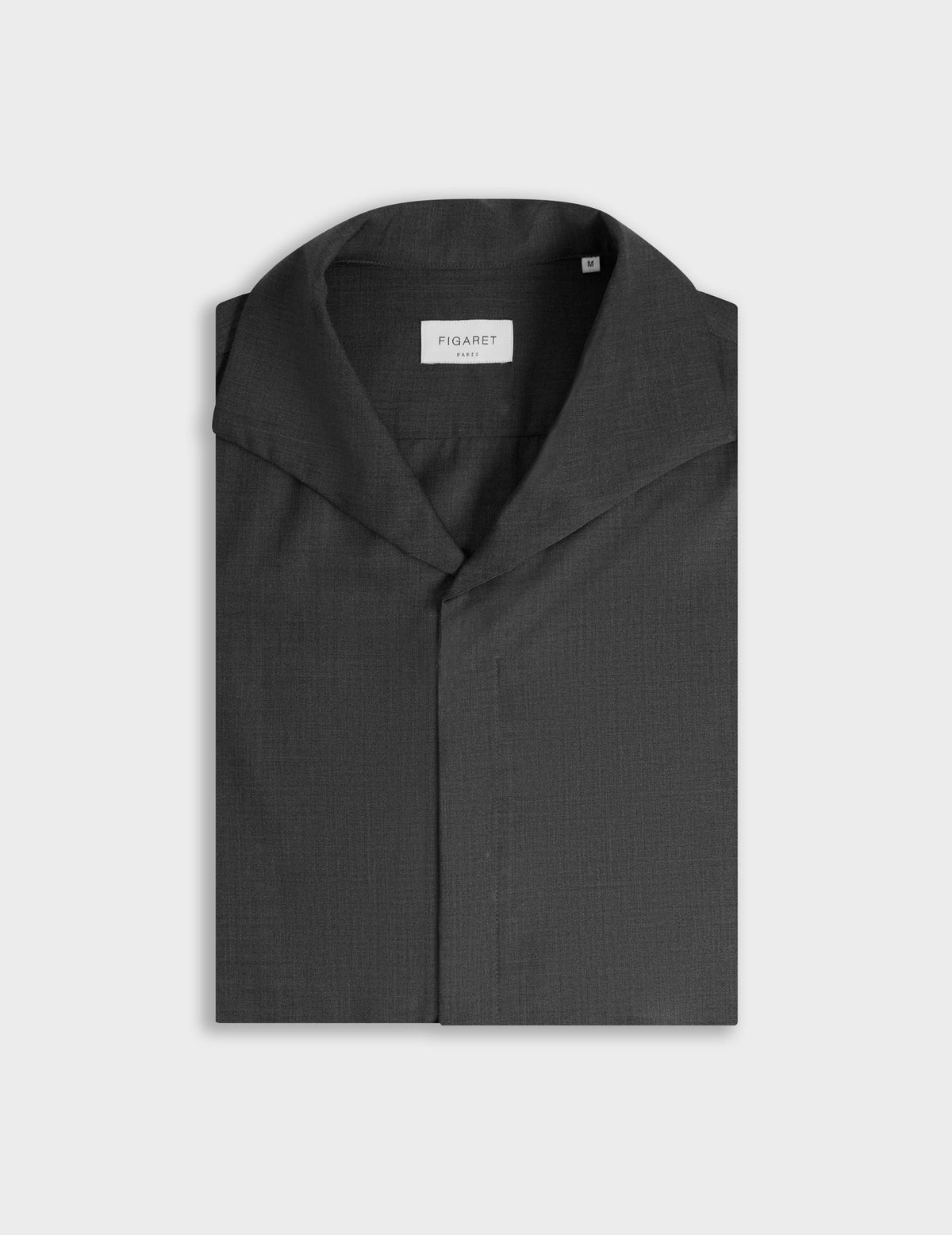 Grey virgin wool Pio shirt - Wool - Transformable Collar