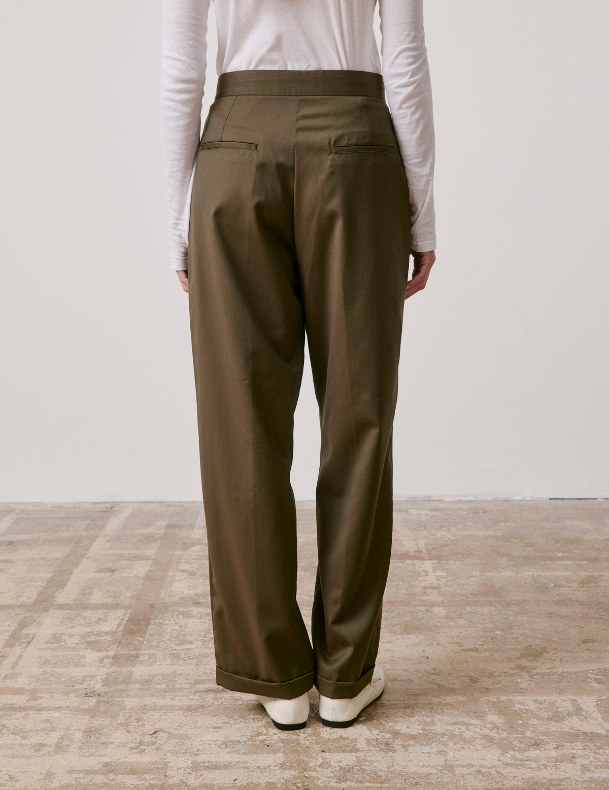 Khaki virgin wool Pippa pants