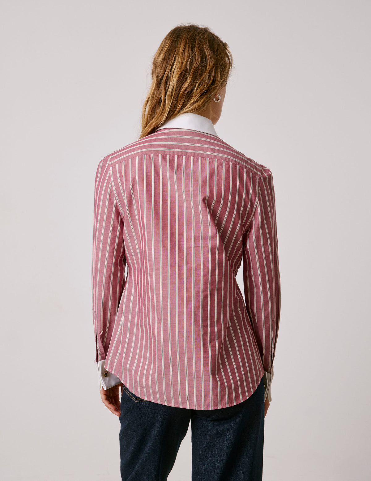Red striped Poppy popover blouse - Poplin - Shirt Collar - Musketeers Cuffs