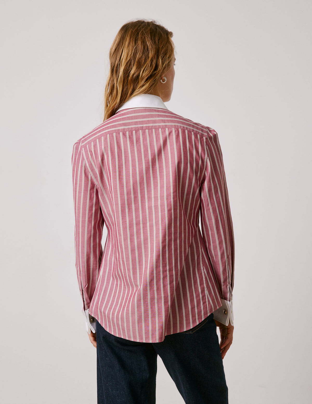 Red striped Poppy popover blouse - Poplin - Shirt Collar - Musketeers Cuffs