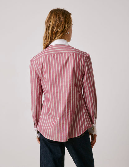 Red striped Poppy popover blouse