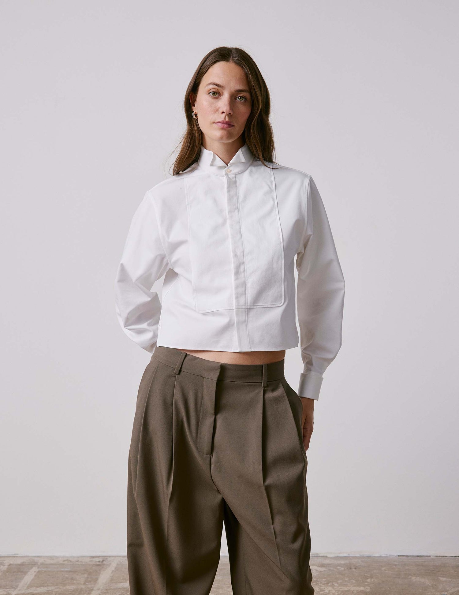 White boxy preppy shirt - Ottoman - Broken Collar - Musketeers Cuffs