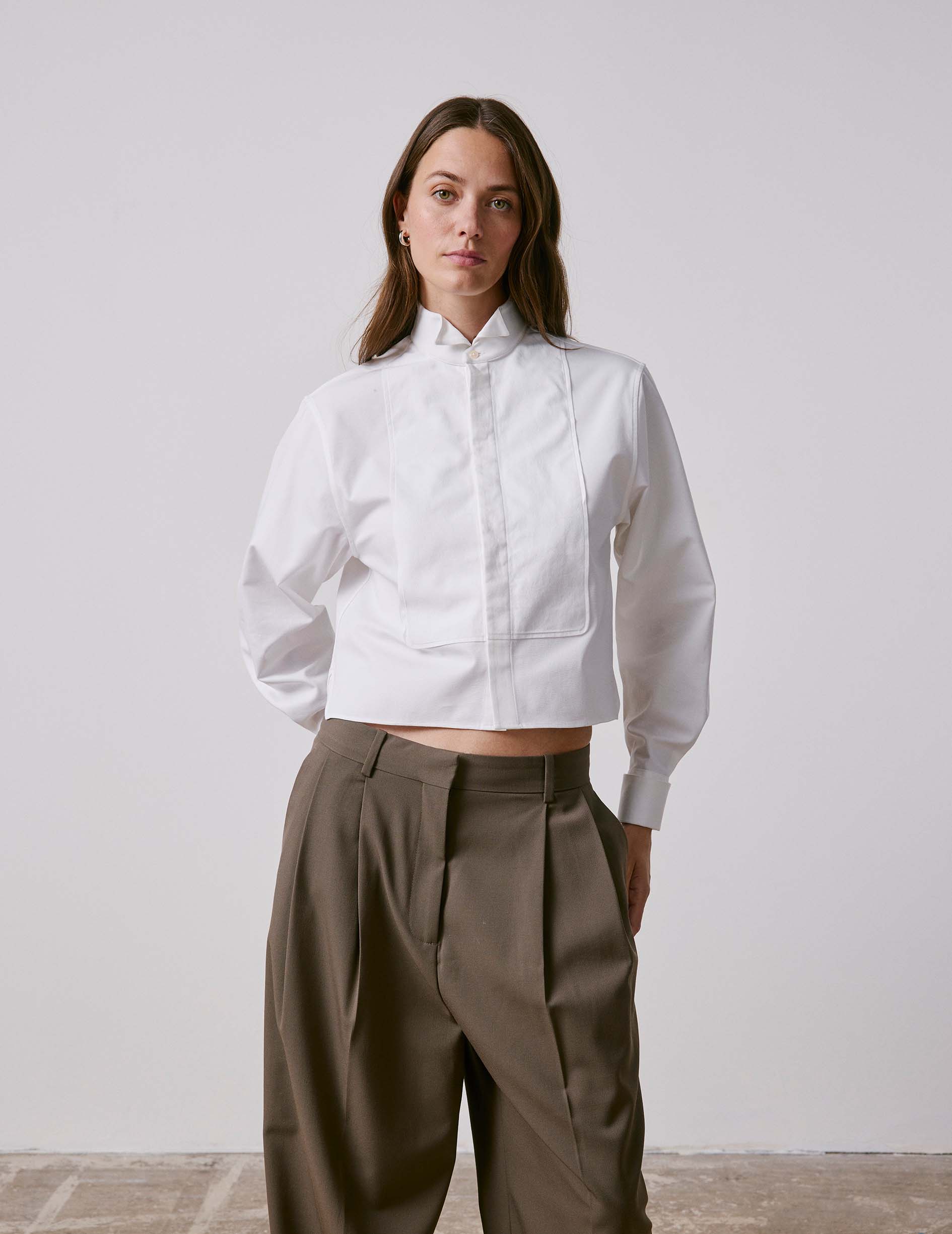 White boxy preppy shirt