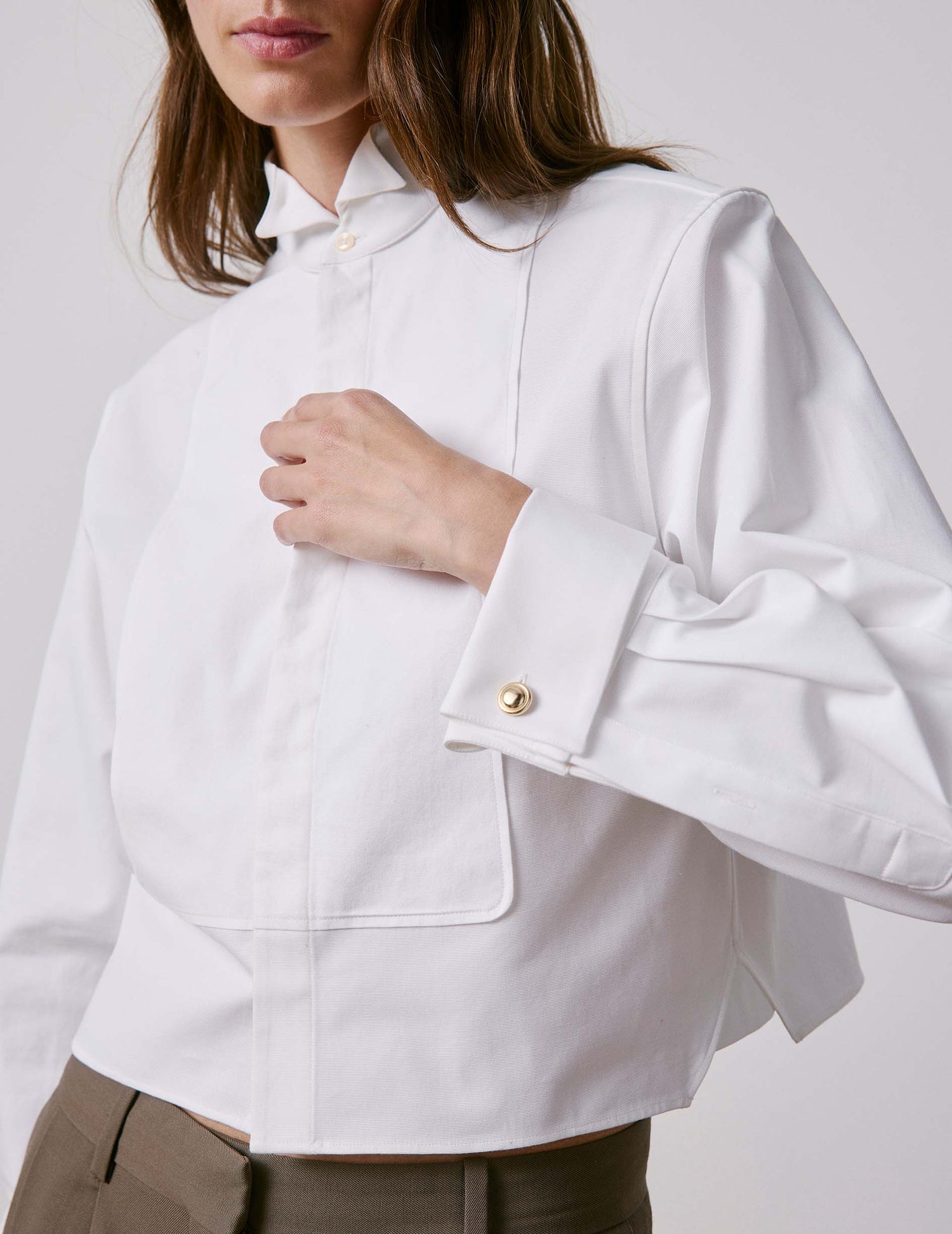 White boxy preppy shirt - Ottoman - Broken Collar - Musketeers Cuffs#3