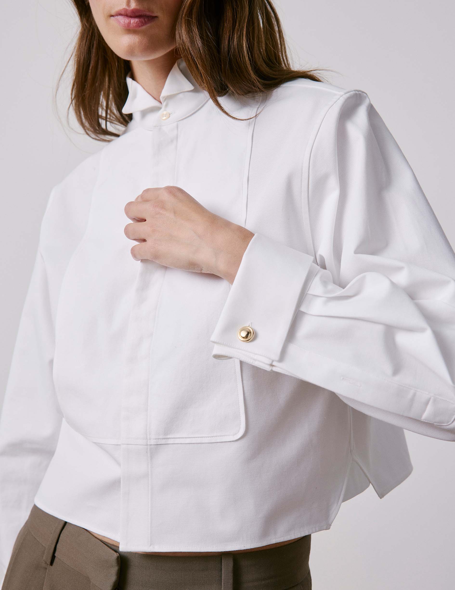 White boxy preppy shirt - Ottoman - Broken Collar - Musketeers Cuffs
