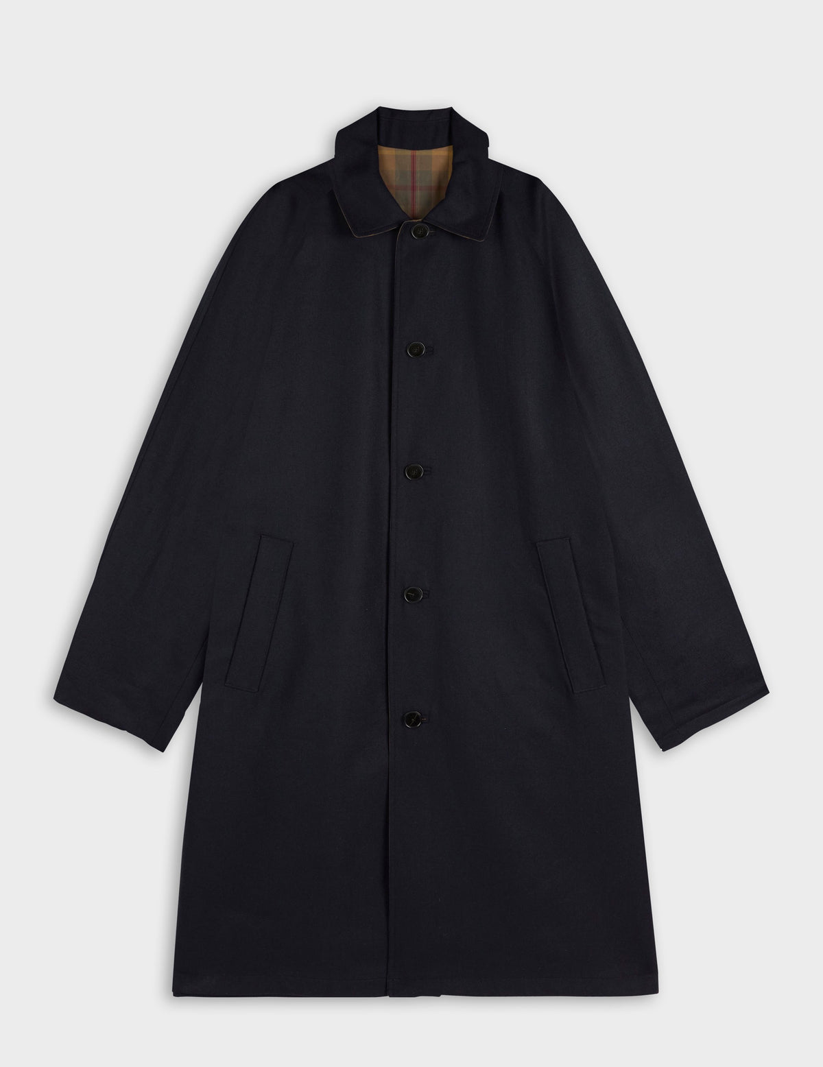 Reversible brown check Preston trench coat