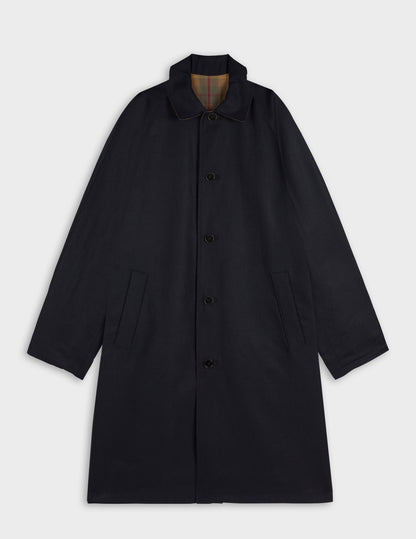 Reversible brown check Preston trench coat