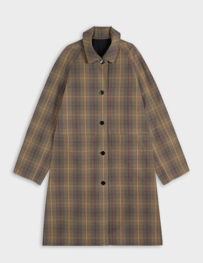 Reversible brown check Preston trench coat