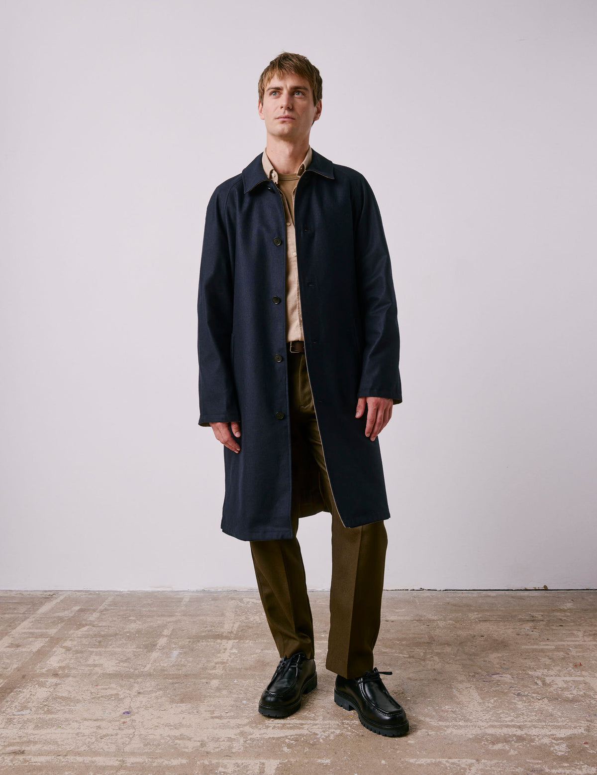 Reversible brown check Preston trench coat