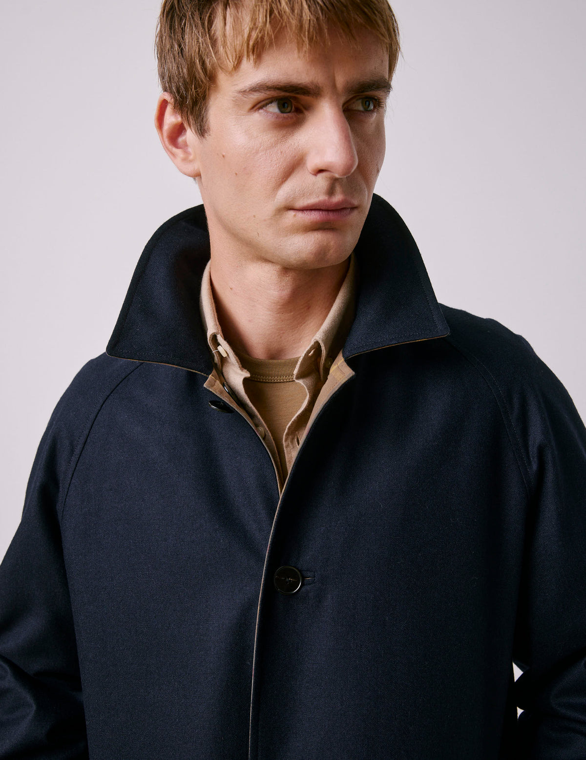 Reversible brown check Preston trench coat