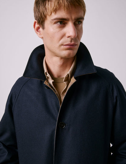 Reversible brown check Preston trench coat