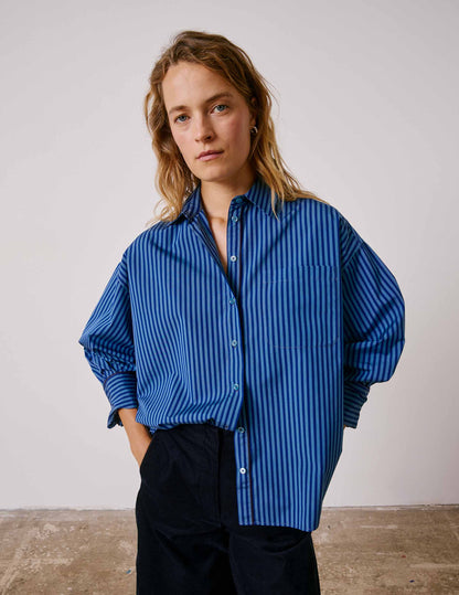 Blue striped oversized Soffy shirt
