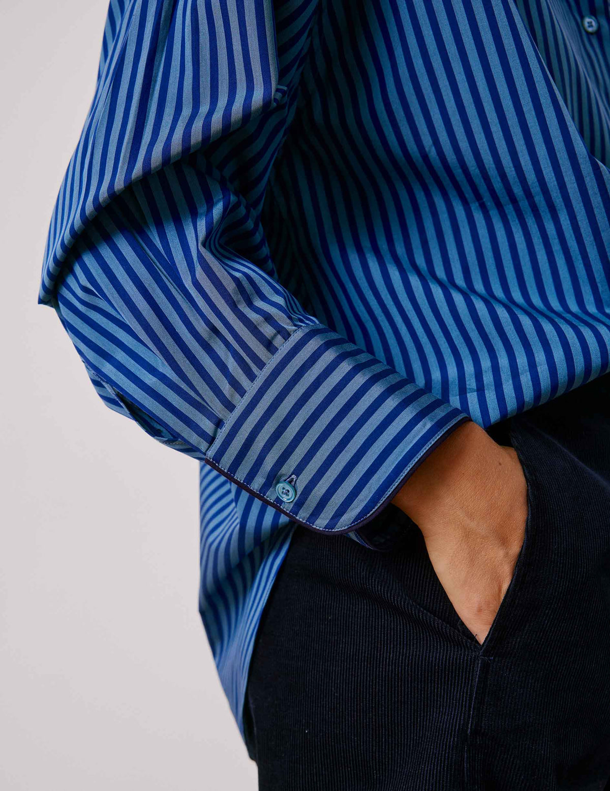 Blue striped oversized Soffy shirt - Poplin - Shirt Collar