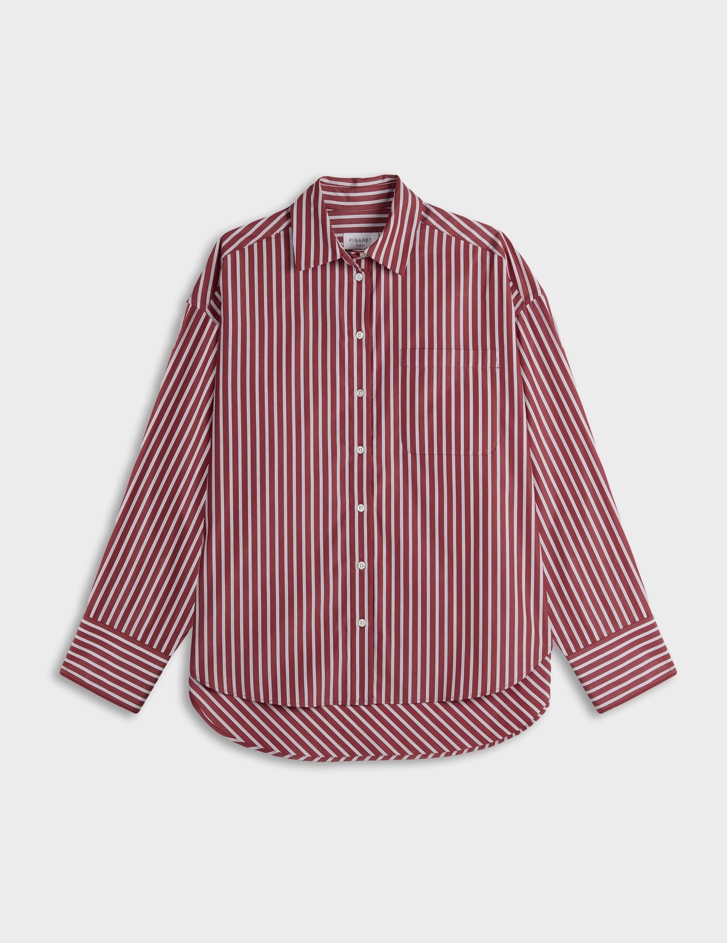 Red striped oversized Soffy shirt - Poplin - Shirt Collar#4